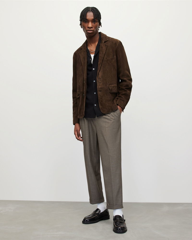 ALLSAINTS Hoku Suede Blazer in Chocolate Brown | Endource