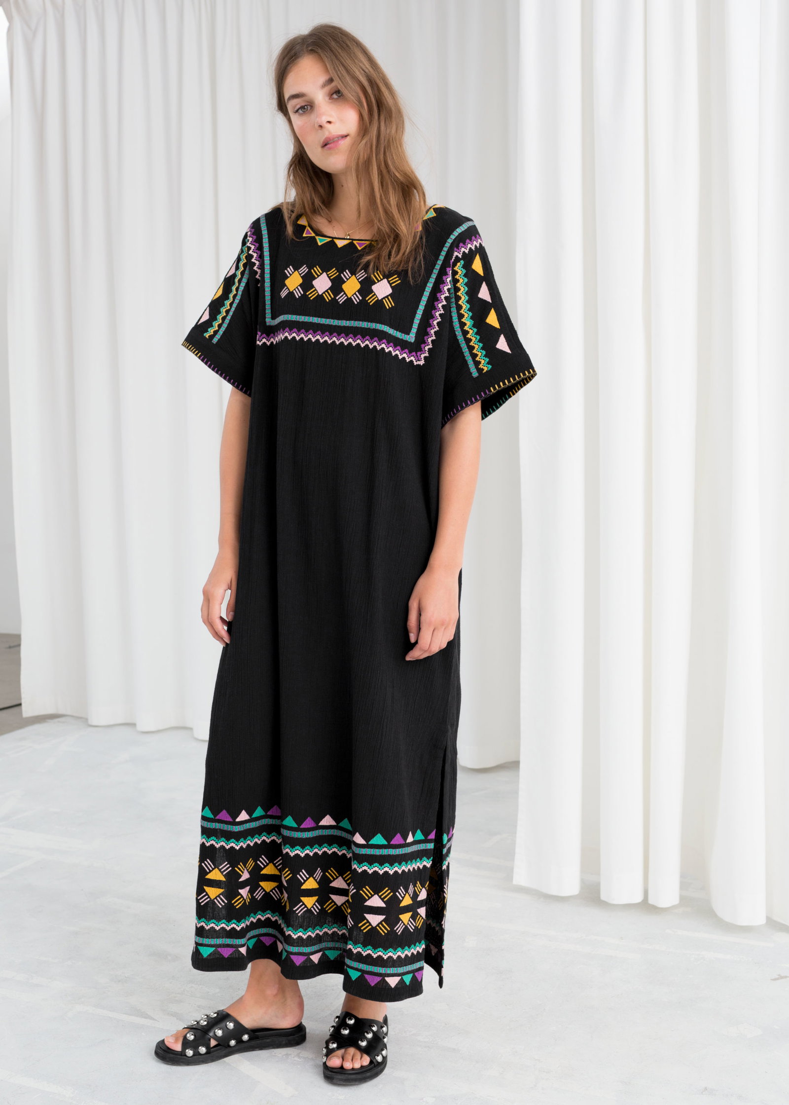 & OTHER STORIES Embroidered Belted Kaftan Dress | endource