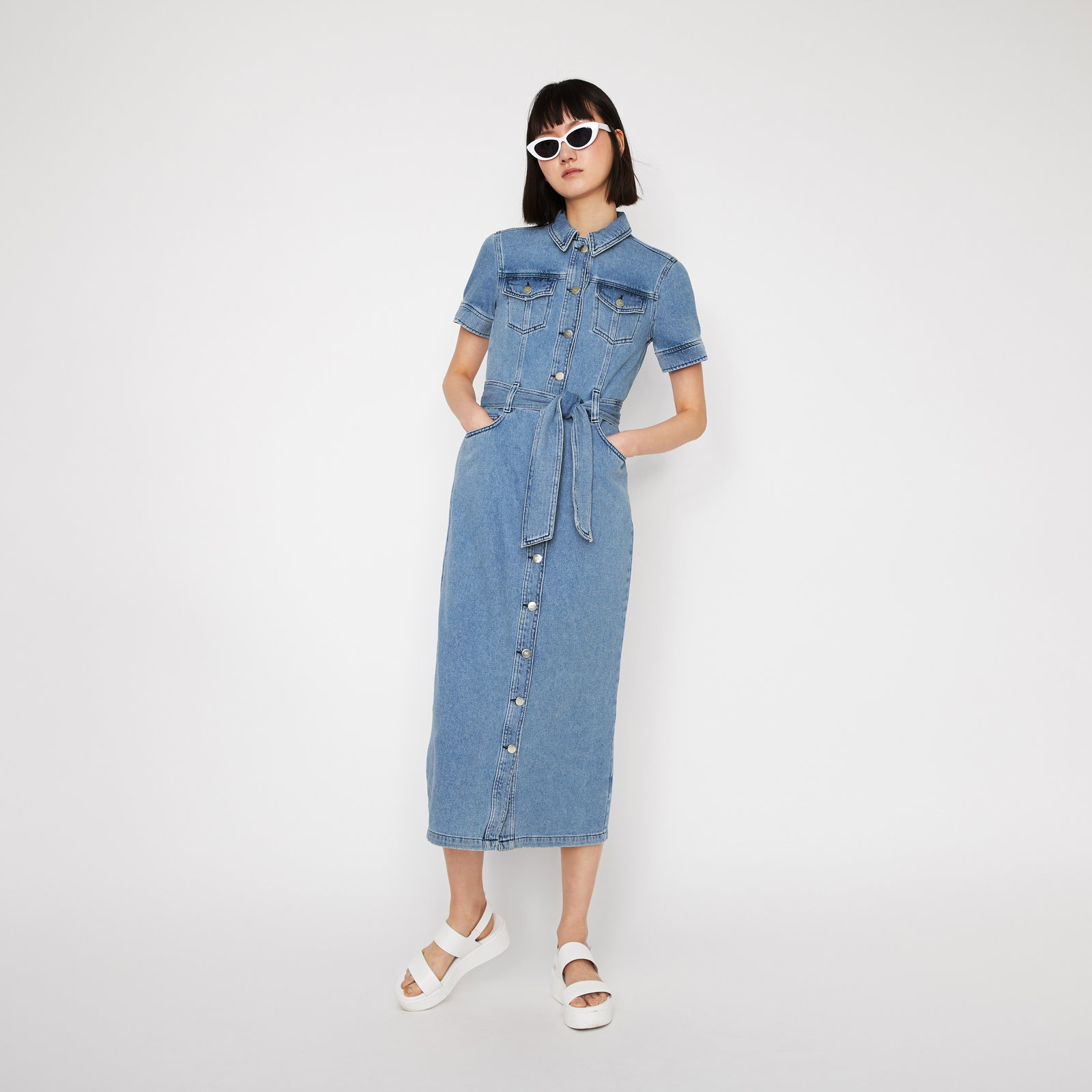 white christmas dresses Denim Shirt Dress Xs main image 1
