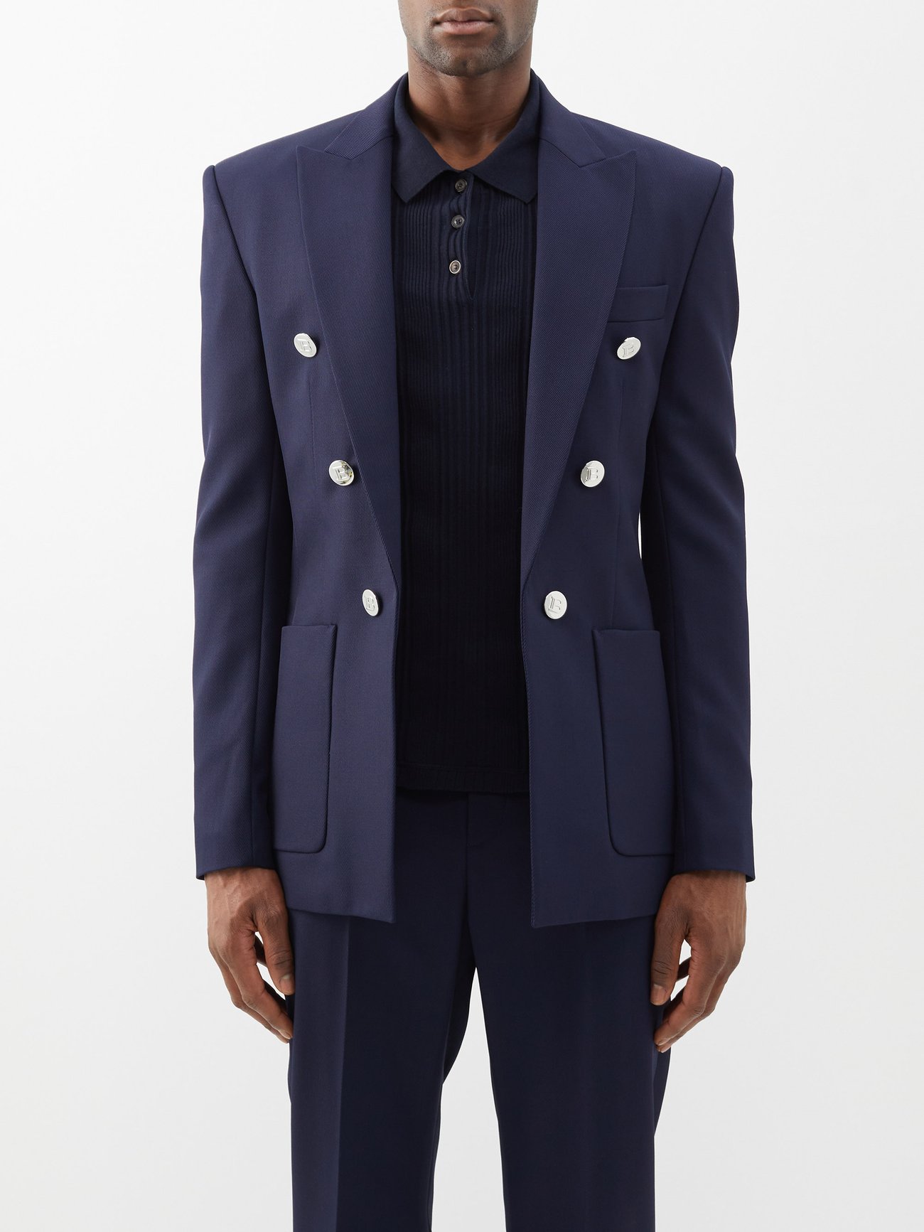 BALMAIN Double-Breasted Suit Jacket | endource