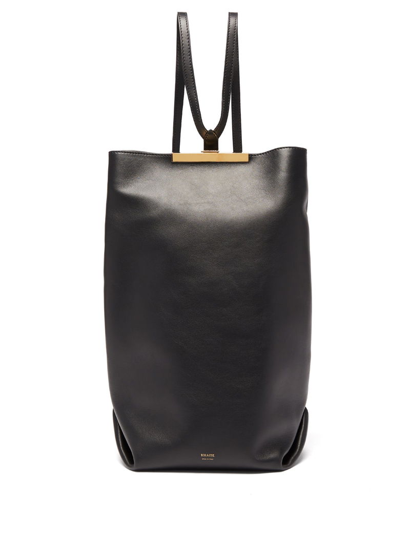 KHAITE Iris Leather Backpack in Black | endource
