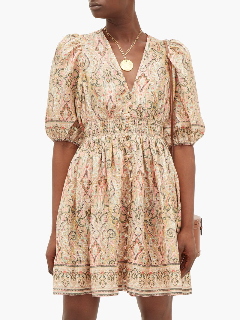 30% off ZIMMERMANN Freja Paisley-Print Linen Mini Dress