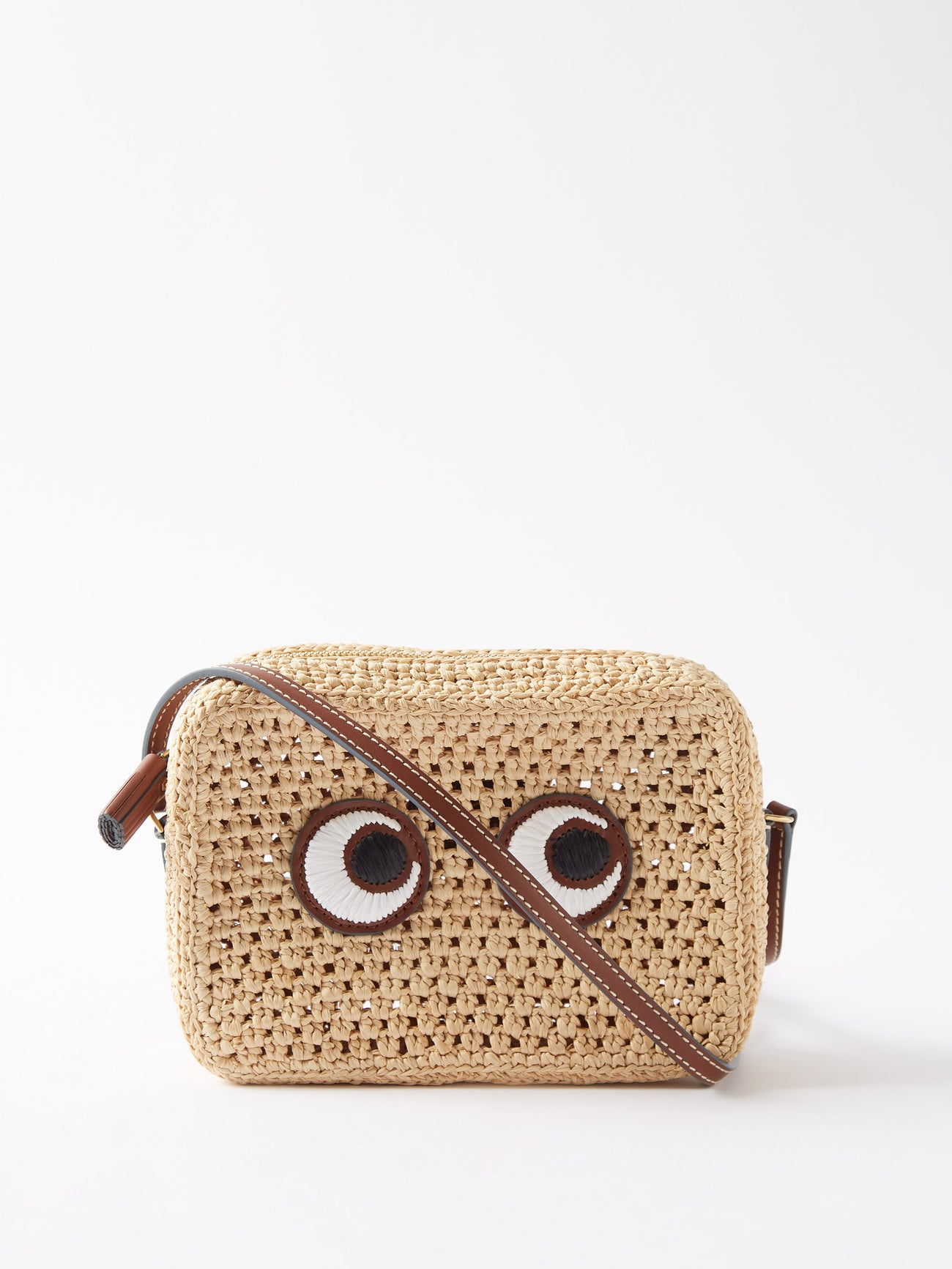 ANYA HINDMARCH Eyes Raffia Cross Body Bag In Beige Endource anya-hindmarch-eyes-raffia-cross-body-bag-in-beige-endource