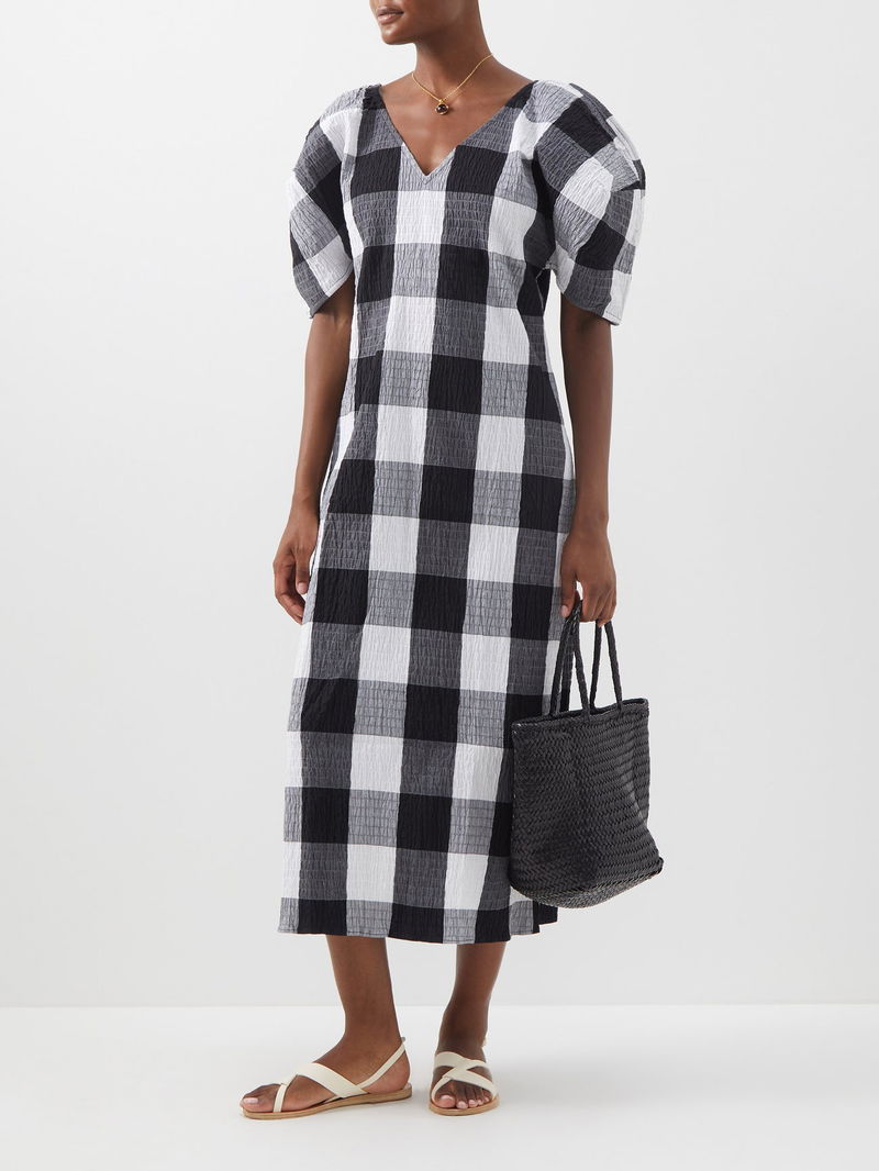 MARA HOFFMAN Gracen Checked Organic-Cotton Blend Dress | endource MARA HOFFMAN Gracen Checked Organic-Cotton Blend Dress | endource