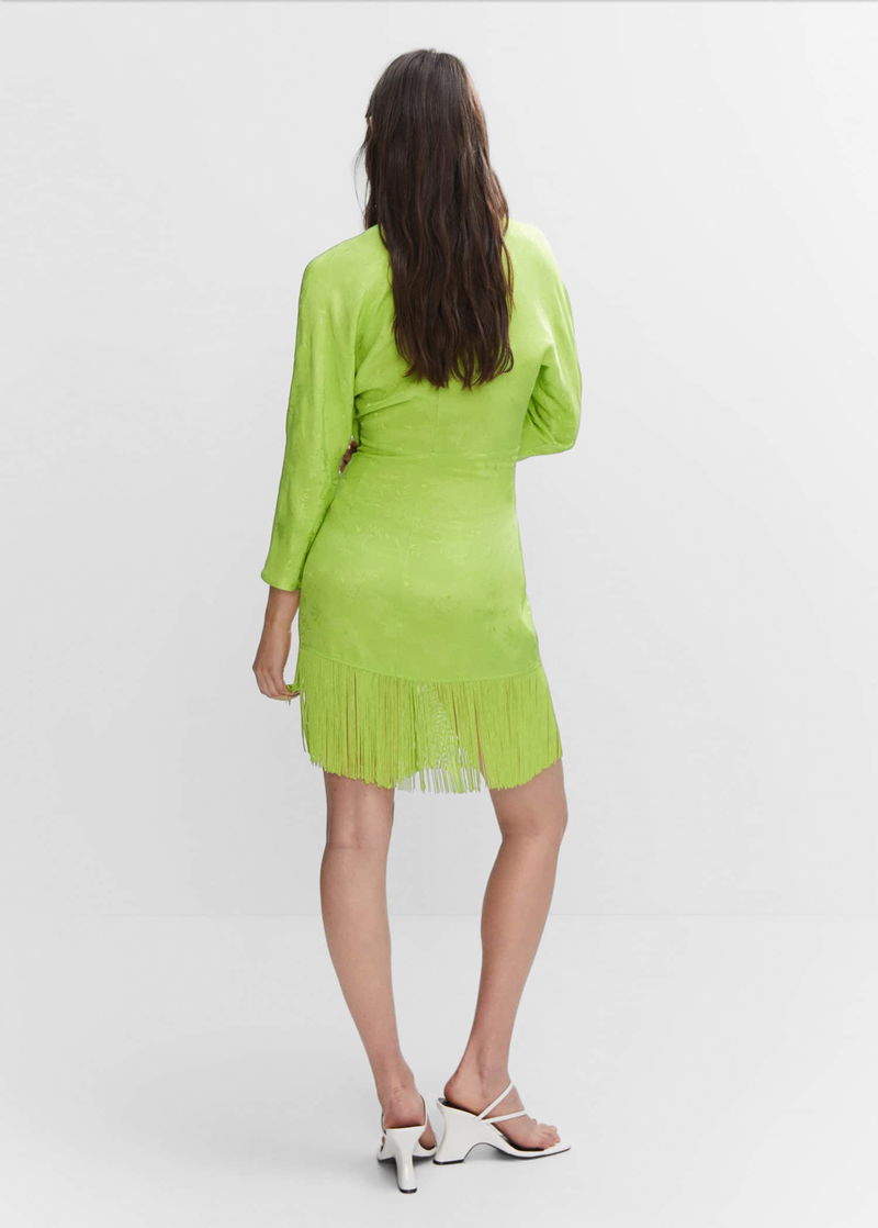 mango green tassel dress US