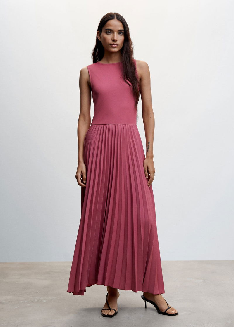 MANGO Pleated Knitted Dress | endource