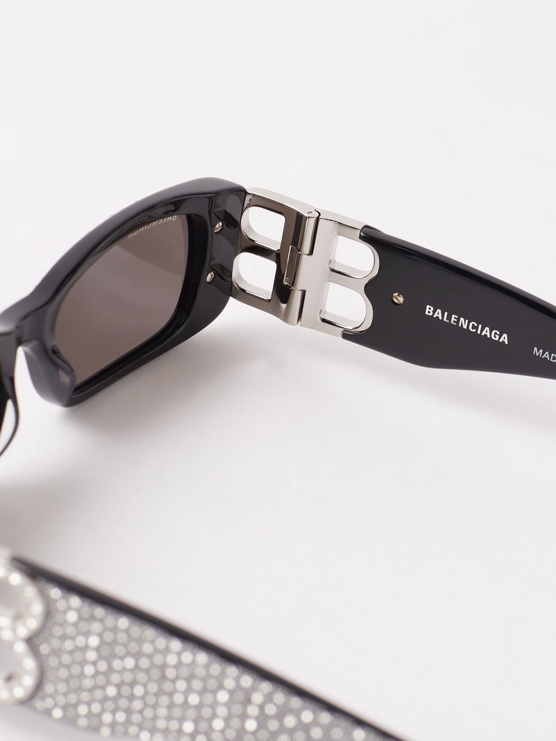 BALENCIAGA Dynasty Rectangle Crystal-Acetate Sunglasses  display picture 3