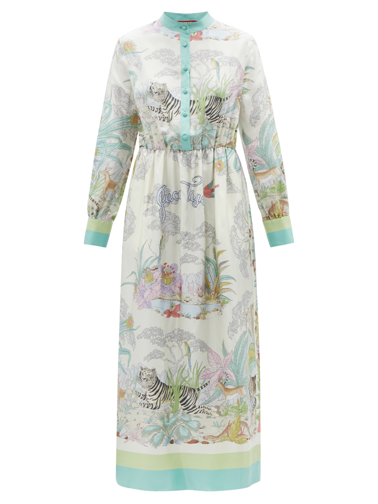 gucci tiger silk dress Gucci Bengal Tiger Print Dress In Pink