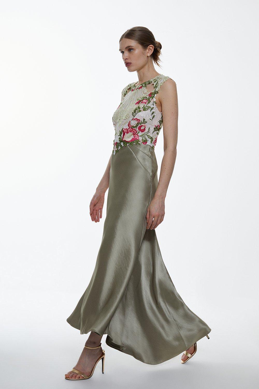 guipure lace dress karen millen KAREN MILLEN Guipure Lace Satin Maxi Dress