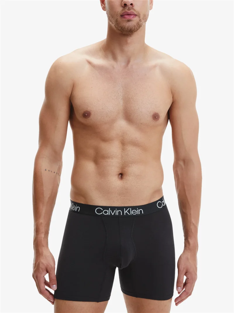 CALVIN KLEIN Cotton Stretch Regular Fit Boxer Briefs, Pack of 3, Black in  Black