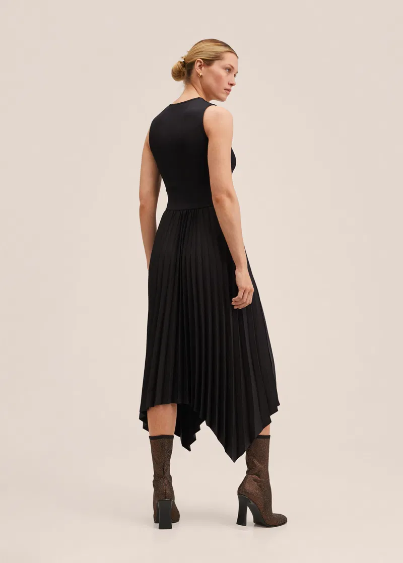 mango pleated hem dress Mango - Combined strapless Dress Red