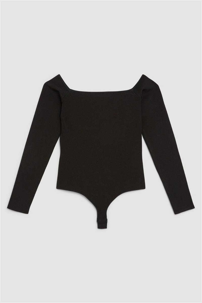 Buy Karen Millen Body Contouring Bardot Knit Thong Bodysuit Top In