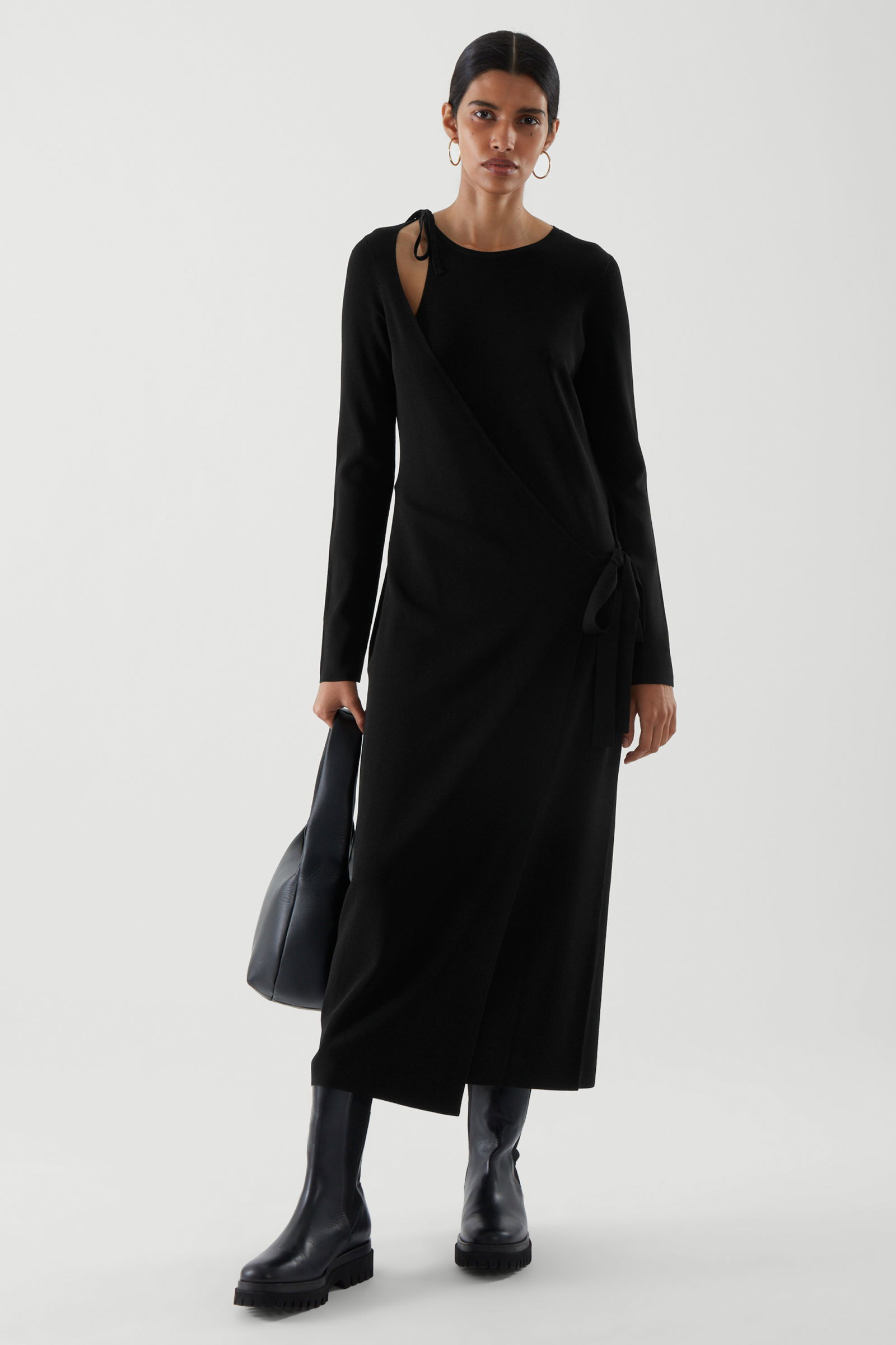 navy blue dress for baby girl COS Asymmetric Knitted Wrap Dress