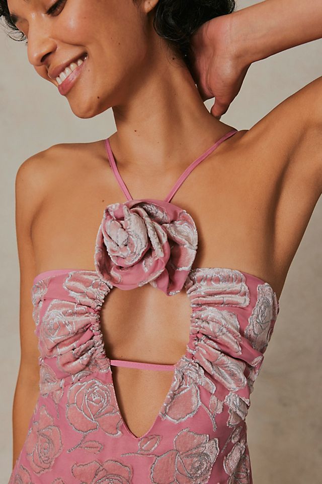 strapless open back dress Needle & Thread Girls Shooting Stars Dress in Pink