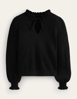 BODEN Ruffle Tie-Neck Jumper endource