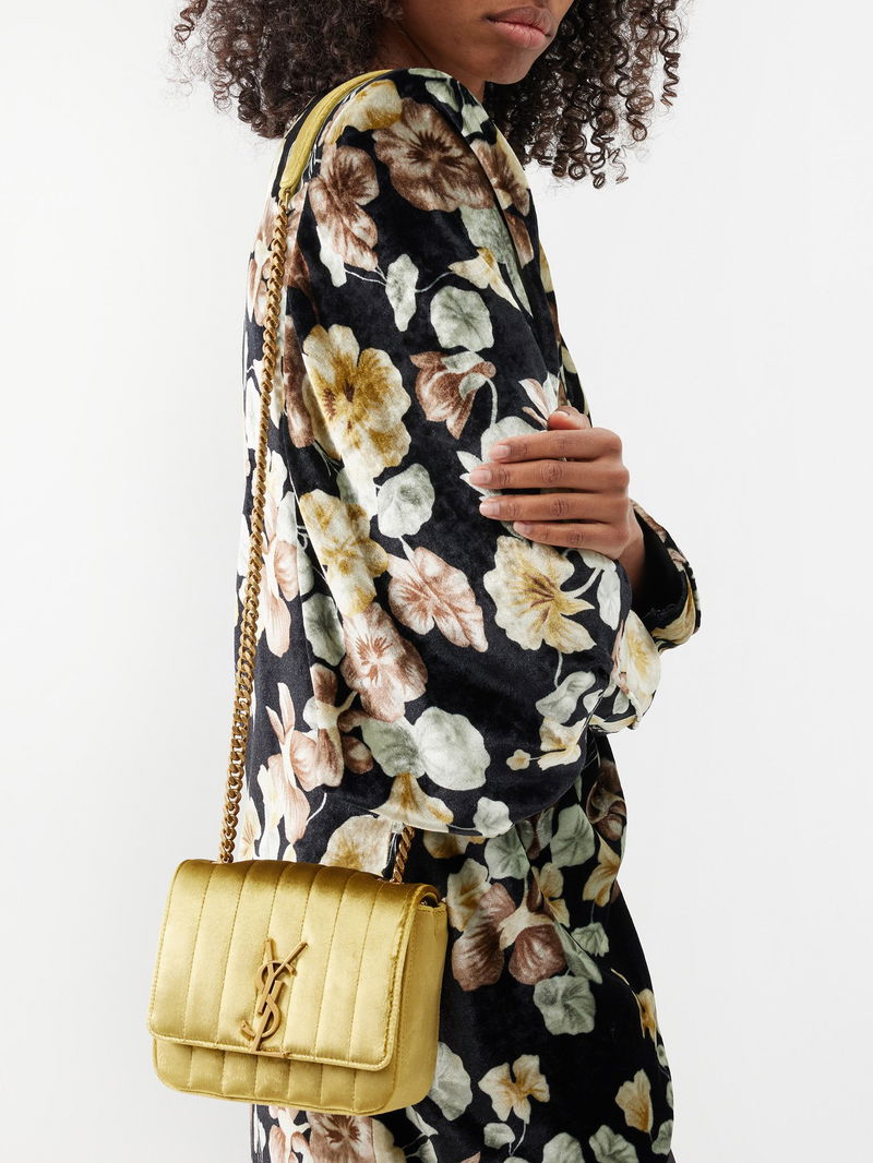 SAINT LAURENT Vicky Small Velvet Cross-Body Bag endource