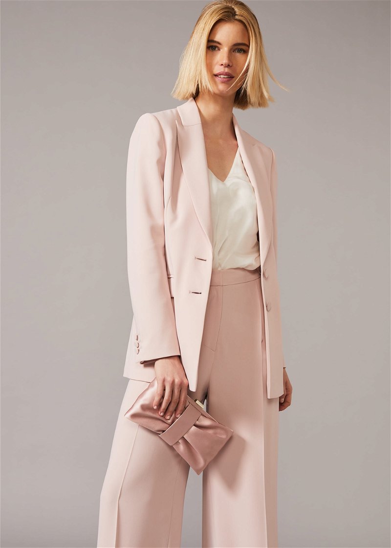 Phase Eight Cadie Wide Leg Suit Trousers, Antique Rose/Blush Pink 