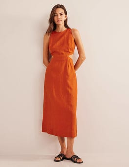 BODEN Cut Out Linen Midi Dress | endource BODEN Cut Out Linen Midi Dress | endource