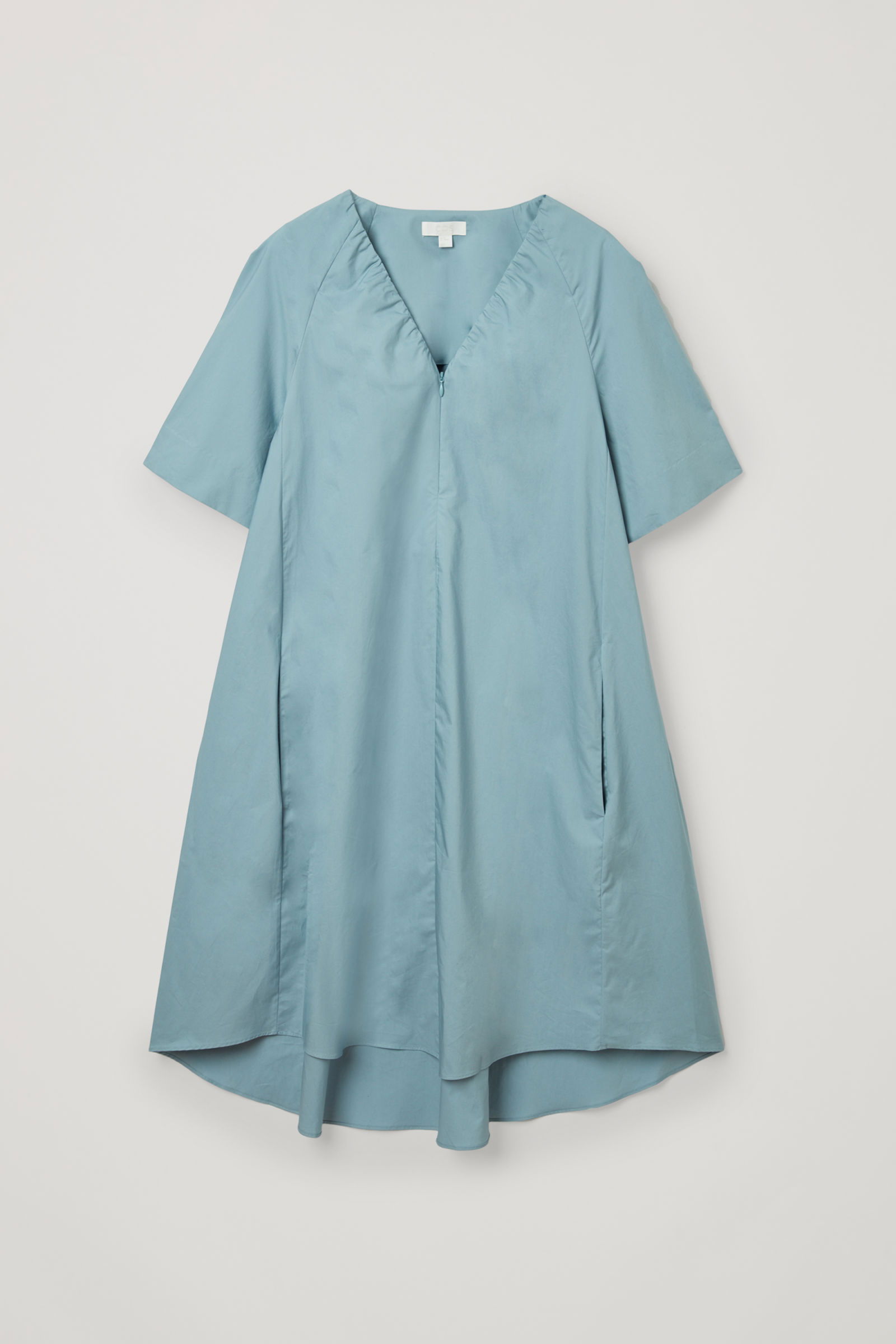 cos blue cotton dress COS V-Neck A-Line Cotton Dress