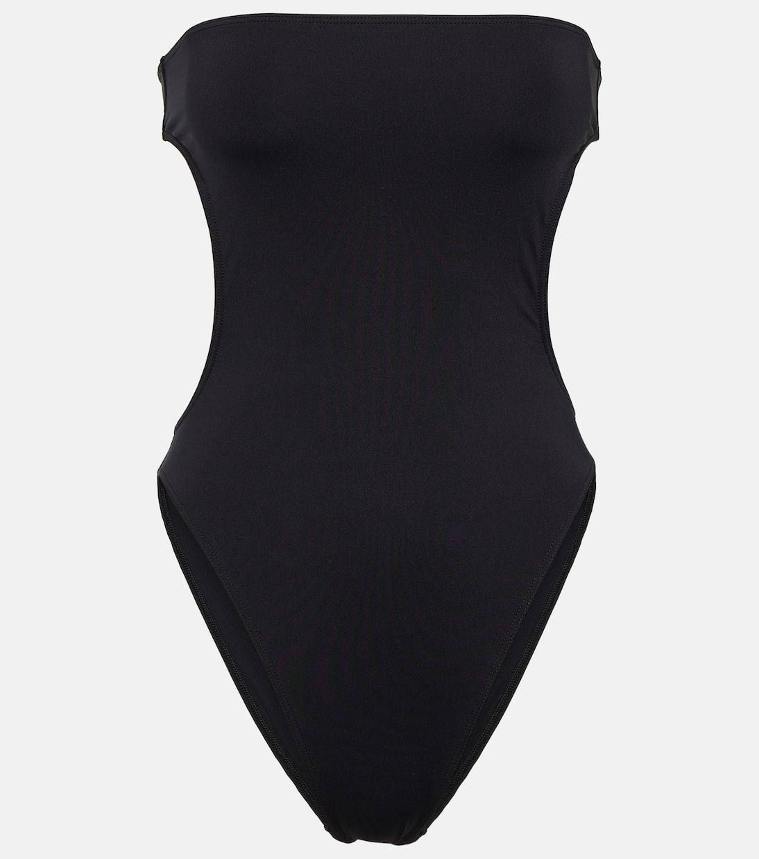 SAINT LAURENT Strapless Cutout Swimsuit in Black | endource