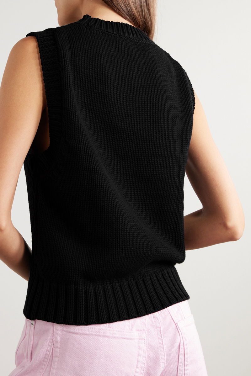 GANNI Intarsia-Knit Organic Cotton-Blend Vest endource