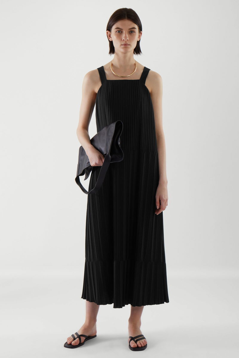 cos pleated dress black Ladies Dresses Cos Black Pleated Dress COS Long-Sleeve Pleated Midi Dress Endource