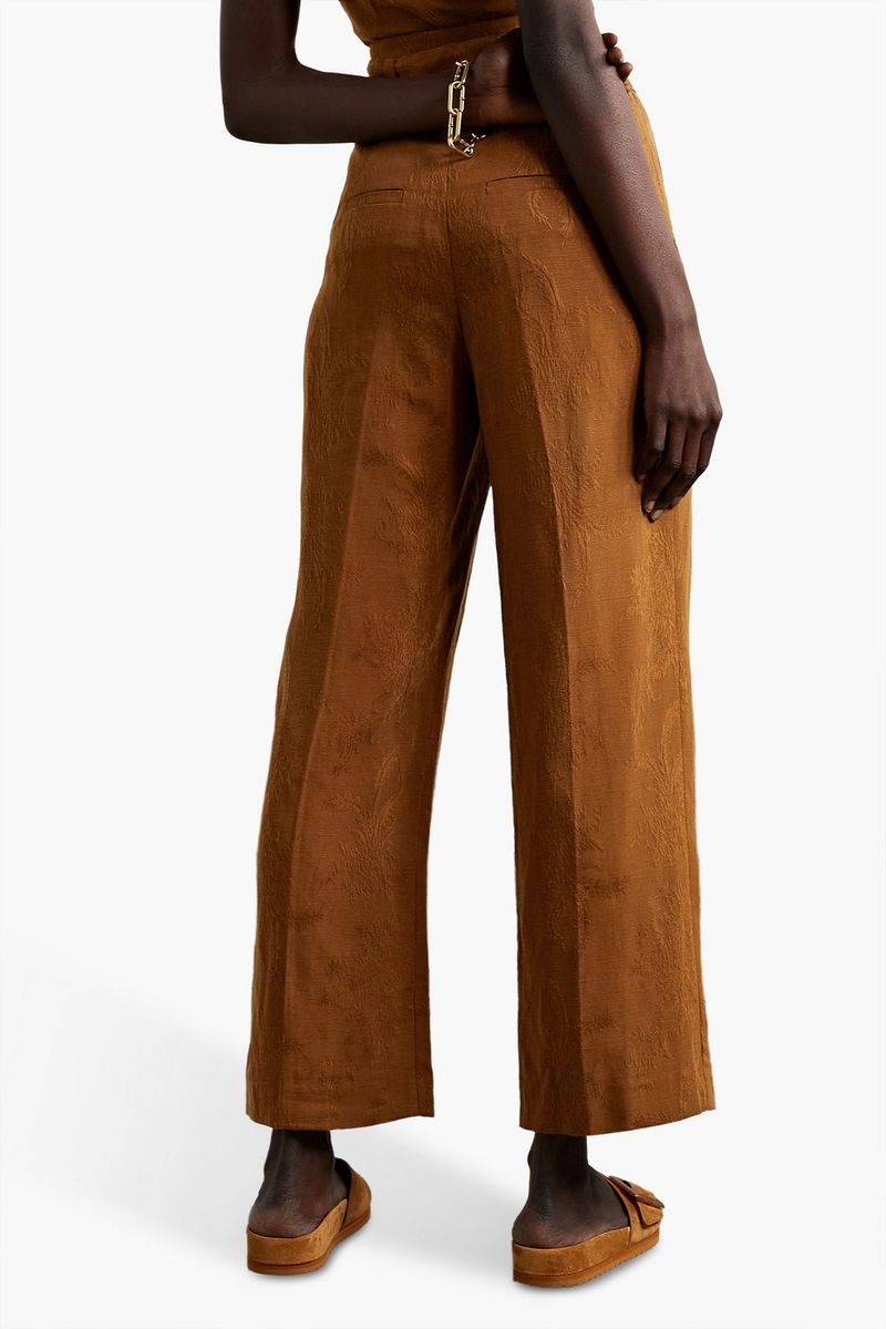 Jacquard Tie-Waist Ankle Trousers