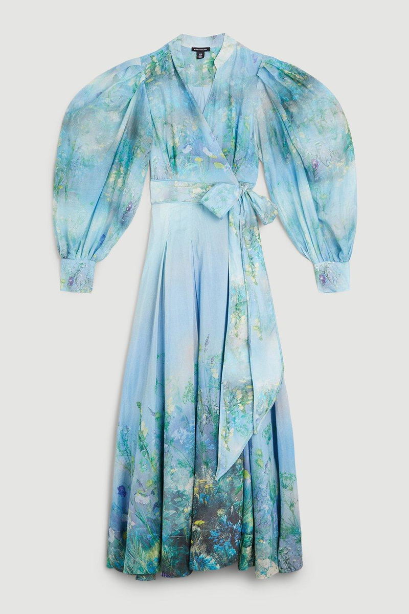 lydia millen silk cotton scenic floral maxi dress KAREN MILLEN Karen Millen x Lydia Millen - Plus Size Silk Cotton Scenic Floral Maxi Dress