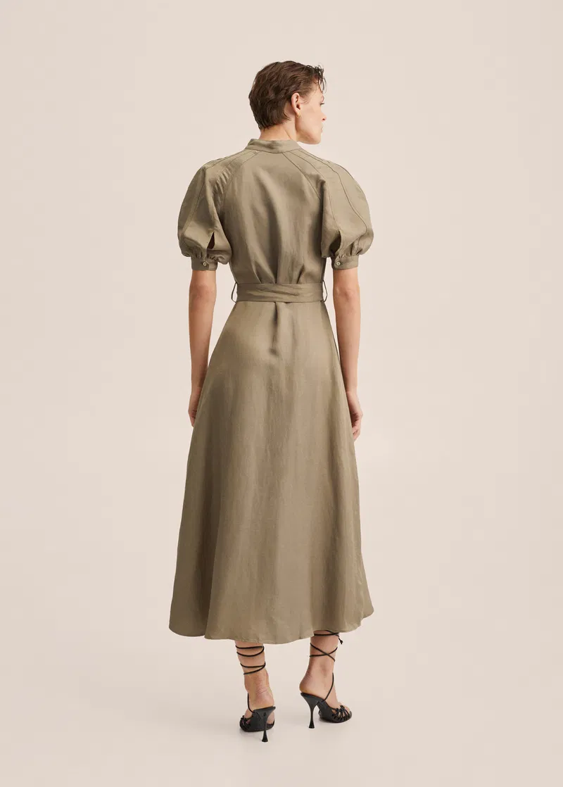 knee length dresses for ladies MANGO. Beige linen dress. TS – Hibuy market main image 0