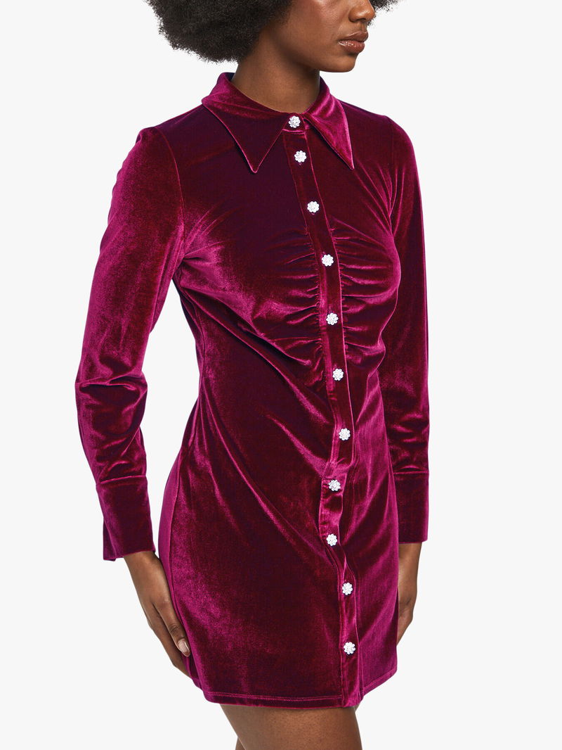 burgundy prom dresses Long sleeves One shoulder Gold Appliques Burgundy Prom Dresses