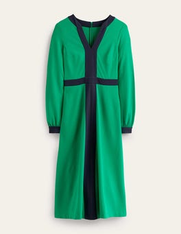 Robe Midi Jupe Complète Boden Color Block Ponte – Bleu Marine, Taille 12R (femme)