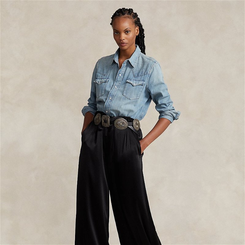 Cotton velvet flared pants in black - Polo Ralph Lauren