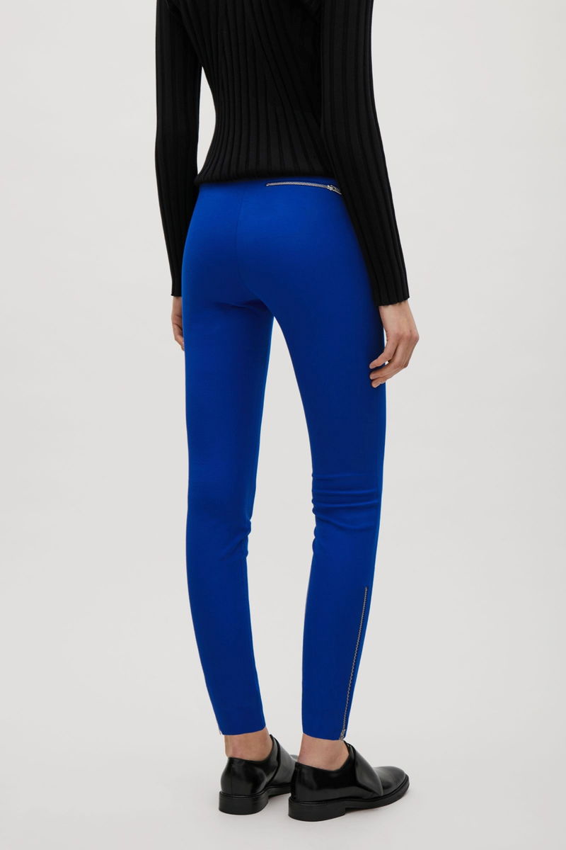 COS Slim-fit Trousers With Ankle Zip in Blue