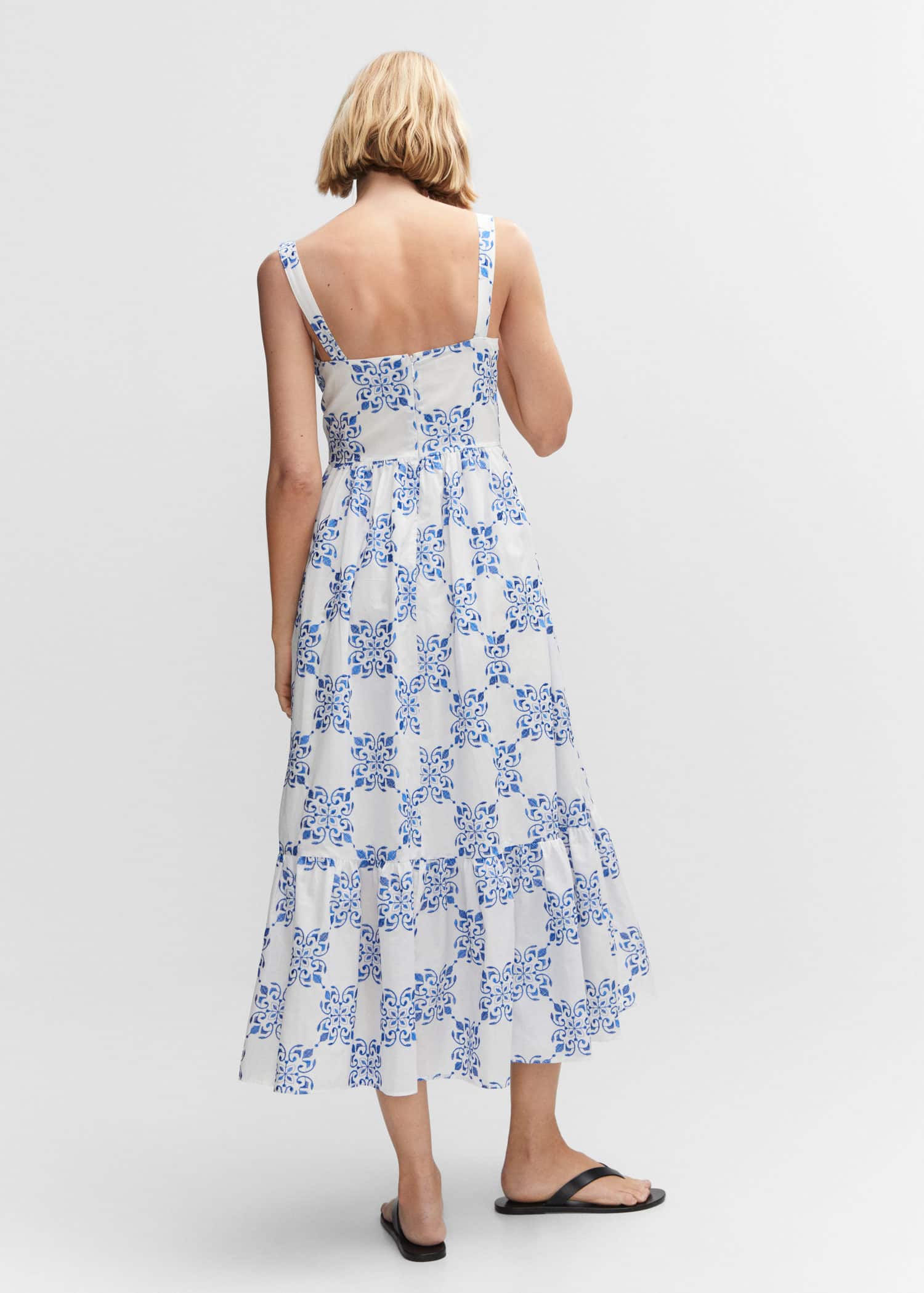 MANGO Embroidered Flared Dress | endource