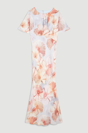 Petite Photographic Floral Silk Cotton Maxi Dress