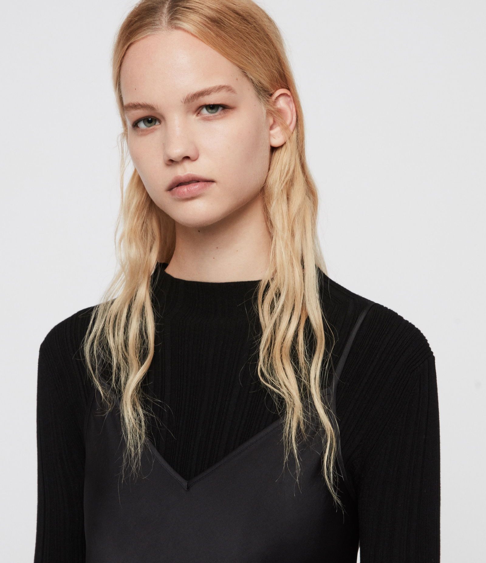 allsaints karla midi slip dress Karla V-Neck Silk Blend Midi Dress ADELA BURNT ORANGE