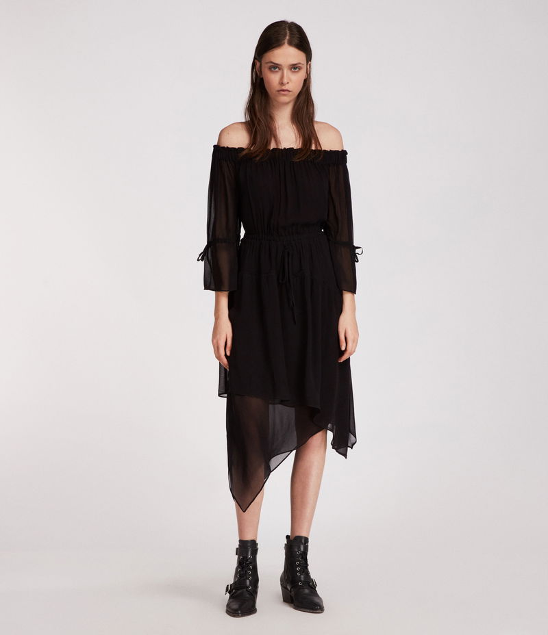 all saints off shoulder dress Sienna Ruffle Maxi Dress EMPOLI POP PINK