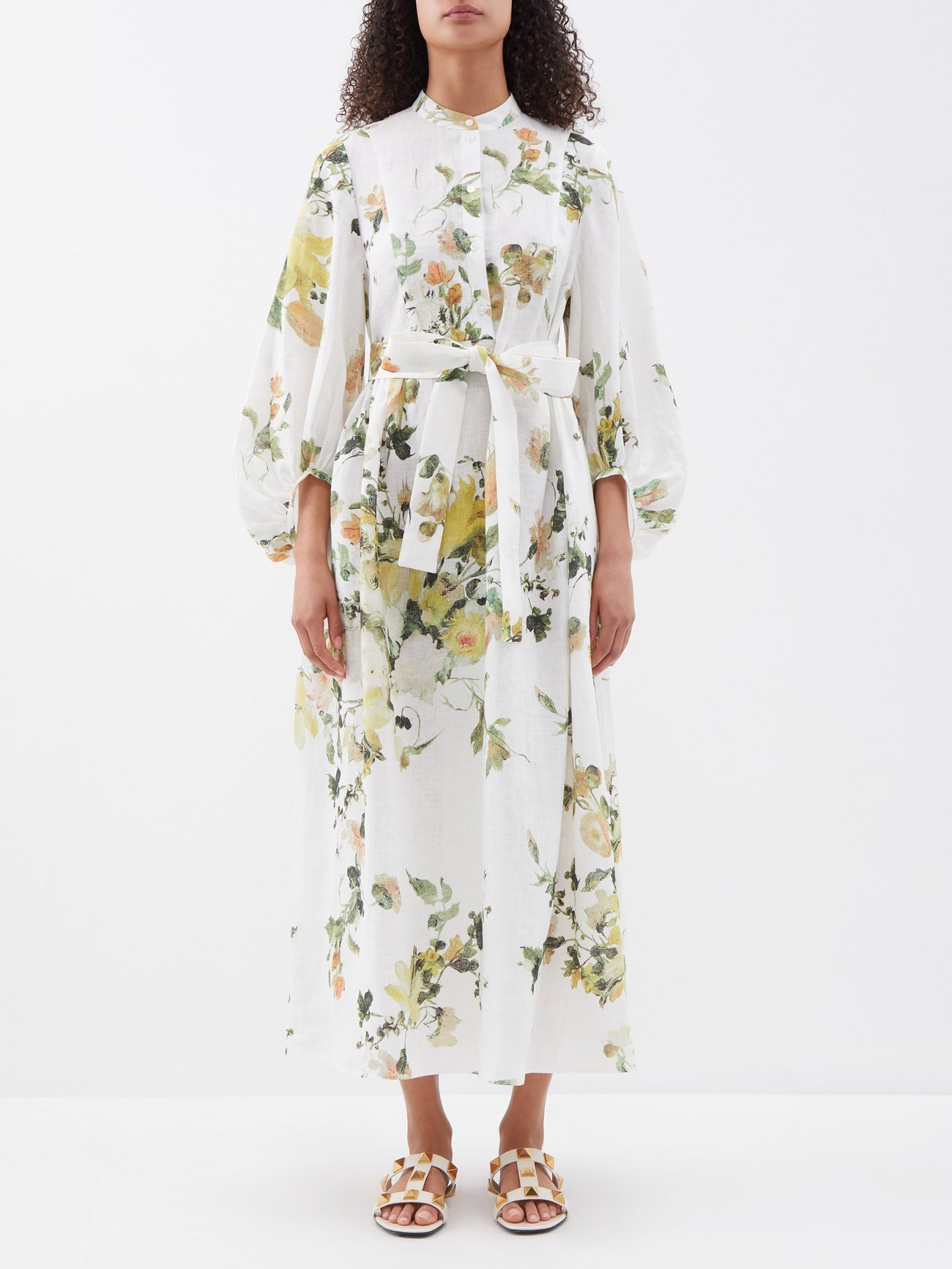 White Vacation Azami floral-print linen dress, Erdem