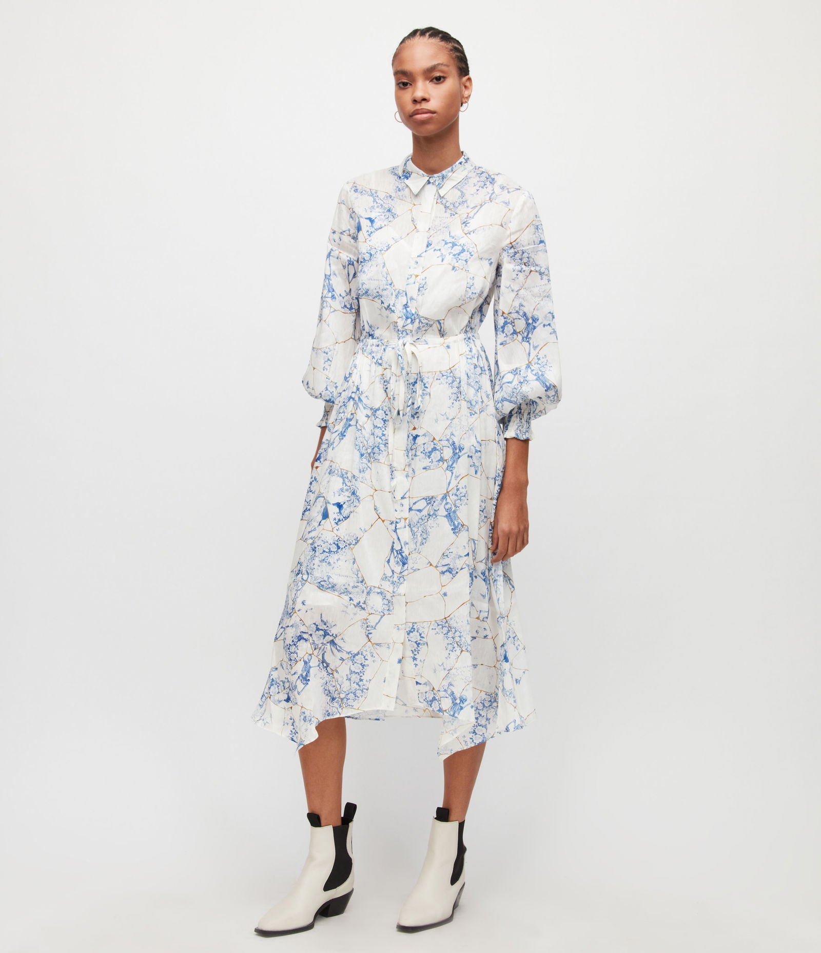 ALLSAINTS Skye Buruberu Silk Linen Blend Dress | endource
