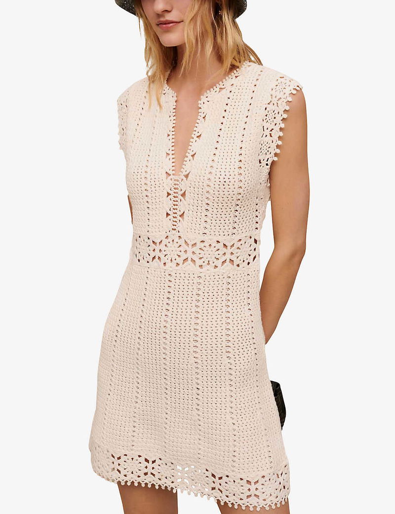 maje mini crochet dress Mini crochet dress
