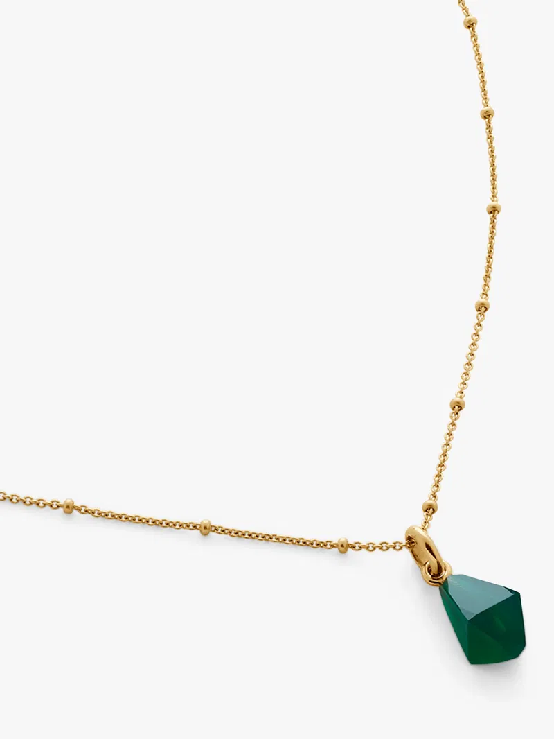 MONICA VINADER Onyx Beaded Chain Necklace in Gold/Green