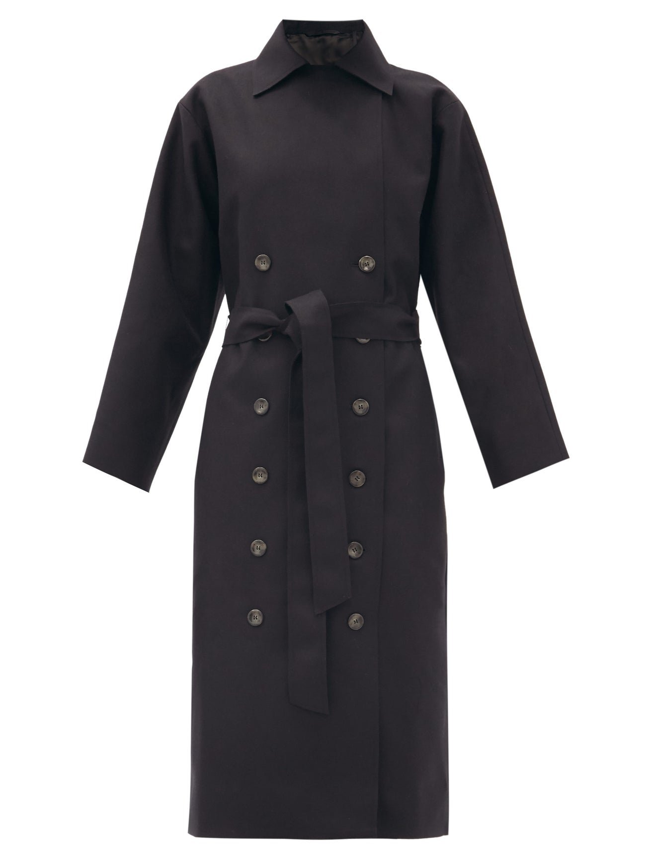 TOTÊME Terlago Wool-Blend Trench Coat in Black | Endource