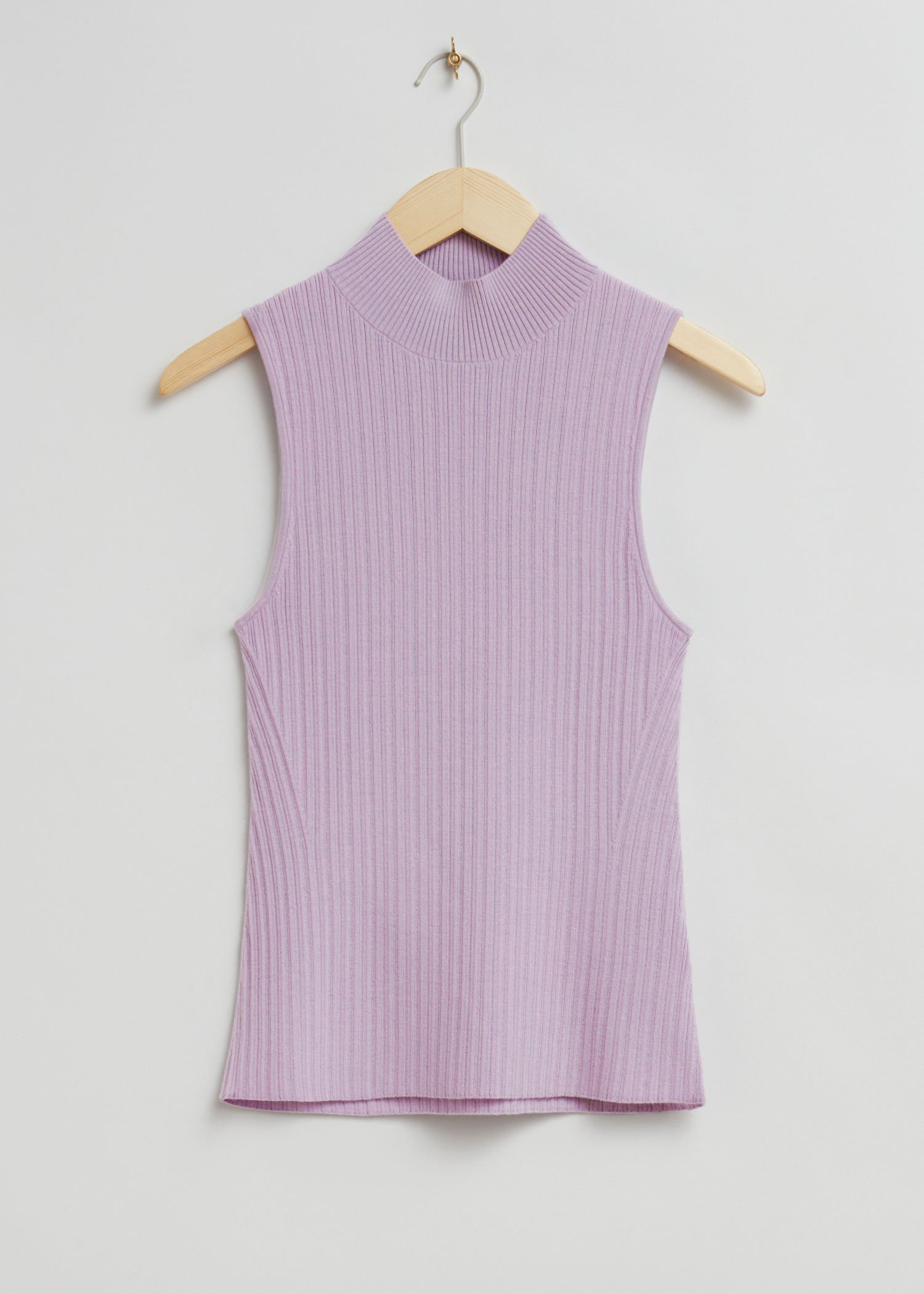  OTHER STORIES Sleeveless Mock Neck Ribbed Top in Lilac