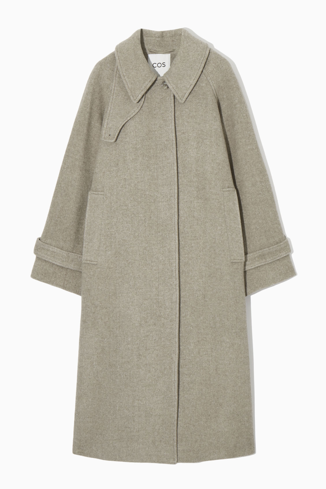 OVERSIZED ROUNDED WOOL COAT - BEIGE MÉLANGE - COS