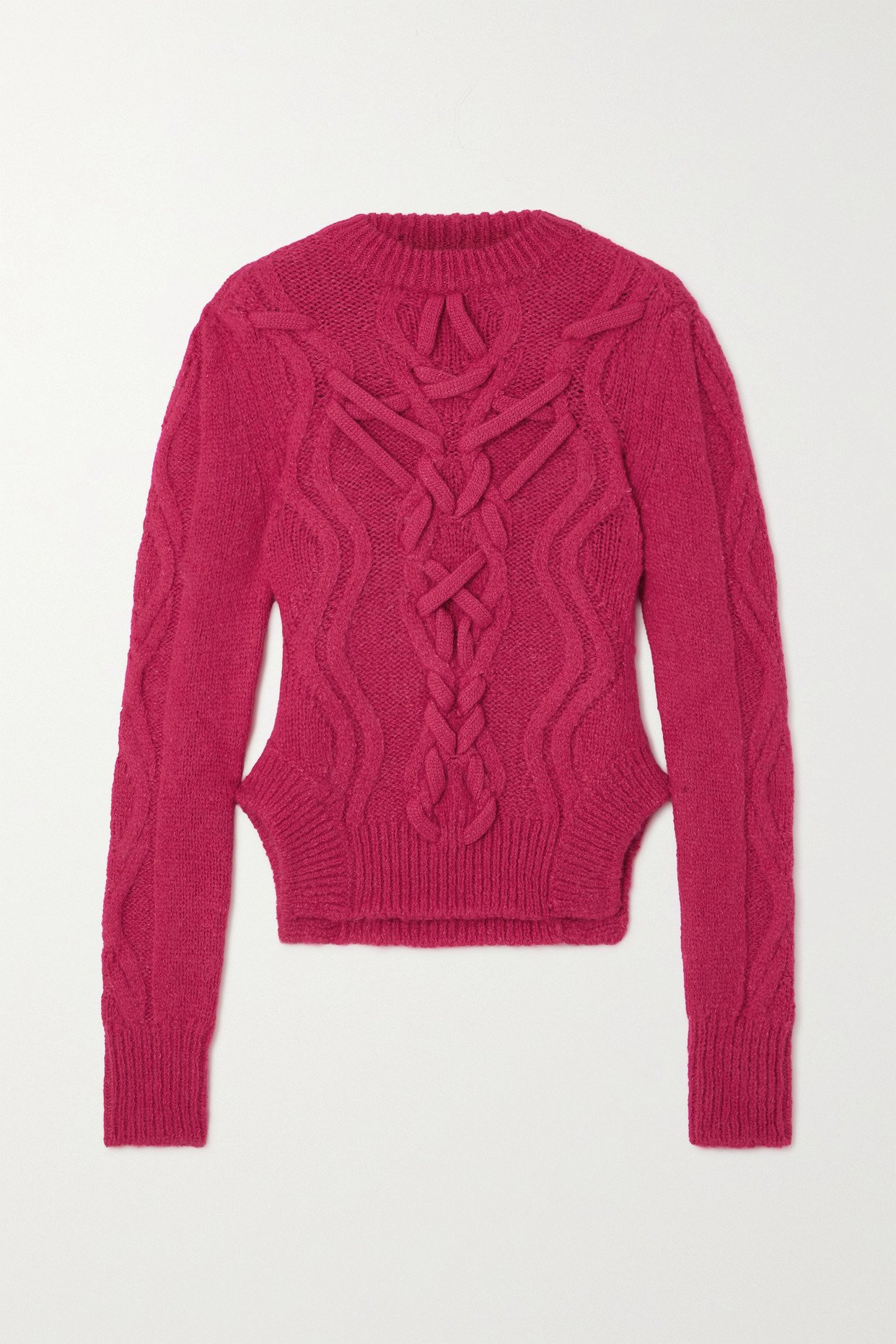 Margie Cropped Cable Knit Sweater (Candy Pink)