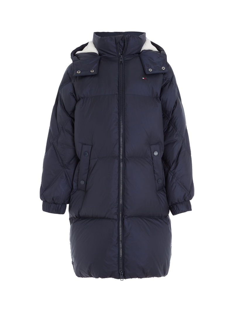 TOMMY HILFIGER Kids' Long Sherpa Lined Hood Quilt Puffer Coat