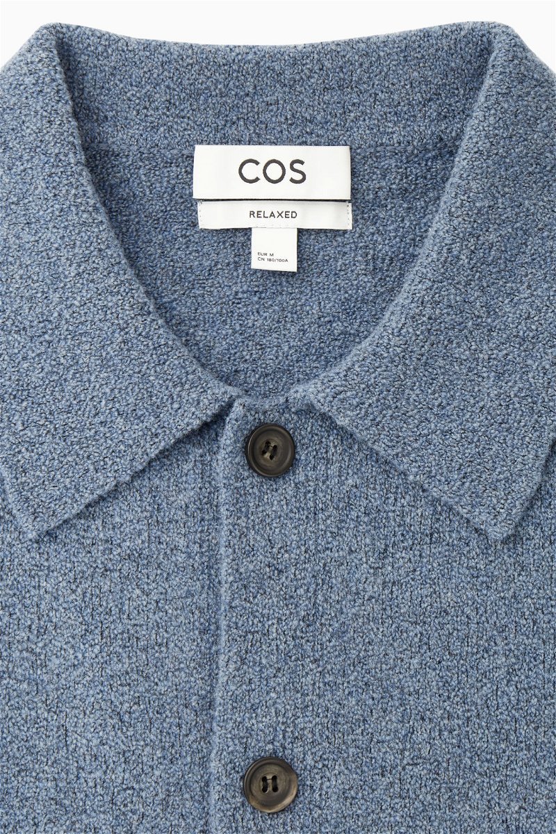 COS Collared Wool-Bouclé Cardigan in LIGHT BLUE | Endource