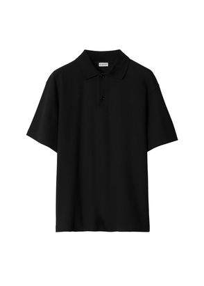 KNITTED SILK POLO SHIRT - STONE - COS