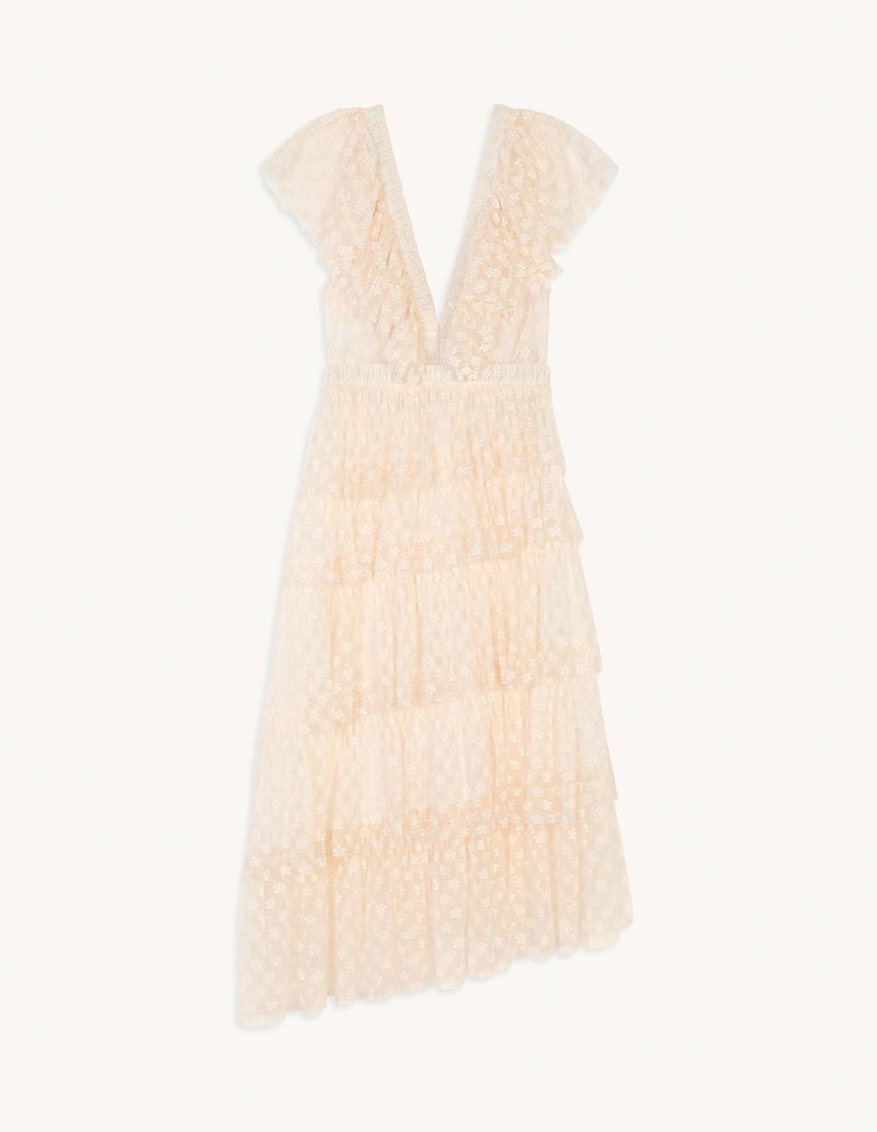 sandro long embroidered tulle dress Sandro Cassie Long Embroidered Tulle Dress