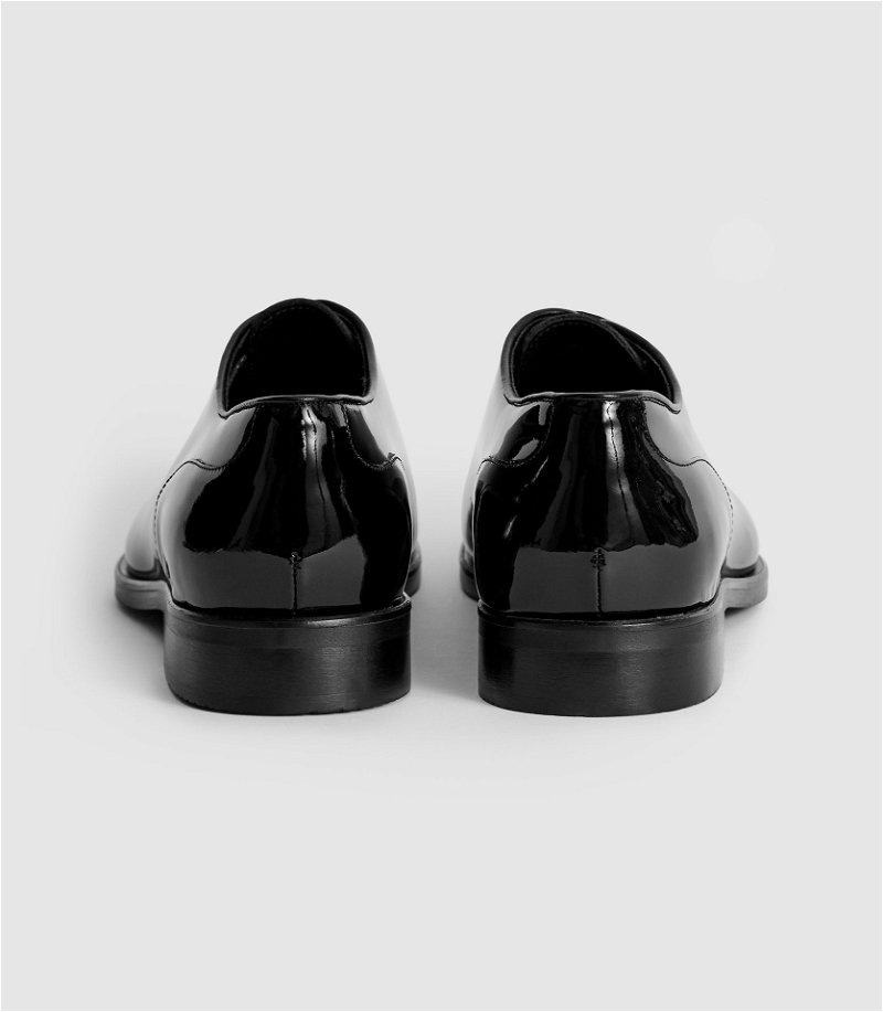 REISS Patent Leather Whole Cut Shoes in Black